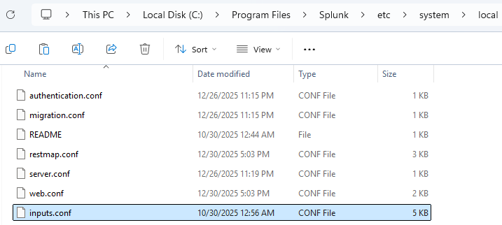 Inputs Configuration File