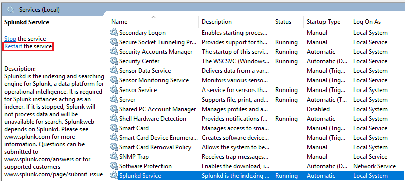 Splunkd Service Restart