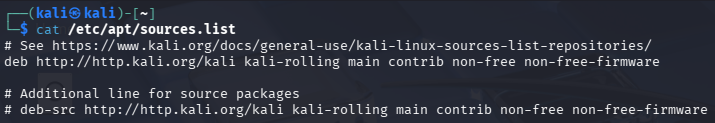 Kali Linux Sources List
