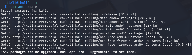 Kali Linux Update