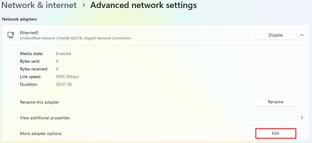Windows More Adapter Options