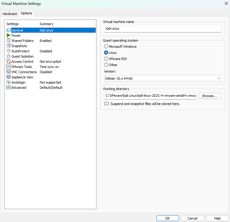 Kali Linux Settings