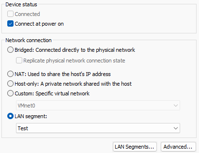 Network Test Selected