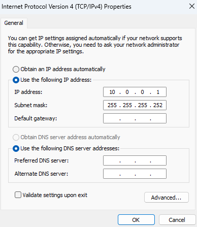 Windows IP and Subnet Mask