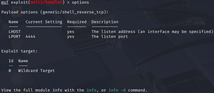 Msfconsole Incorrect Options