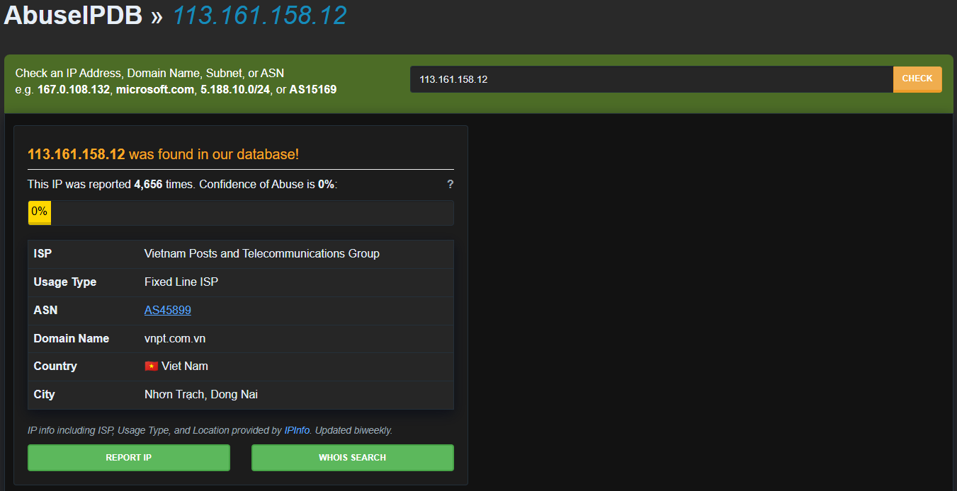 AbuseIPDB IP Lookup